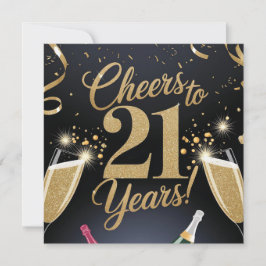 Cartão "Elegante aniversário de 21 anos Design - Dourado
