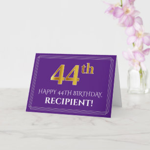 Cartão Elegante Aparência Dourada Falsa Aniversário de 44