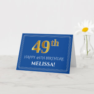 Cartão Elegante Aparência Dourada Falsa Aniversário de 49