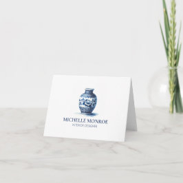 Cartão Elegante Aquarela Blue Ginger Jar Design Interior