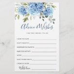Cartão Elegante Azul Hydrangea Advice & Wish<br><div class="desc">Personalize com a noiva para ser o nome e a data do chá. Para mais personalização,  clique no link "personalizar mais". Se precisar de ajuda,  entre em contato comigo,  por favor.</div>