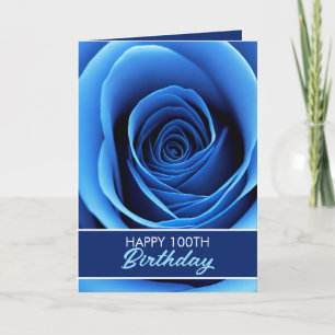 Cartão Elegante Blue Rosa 100th Birthday