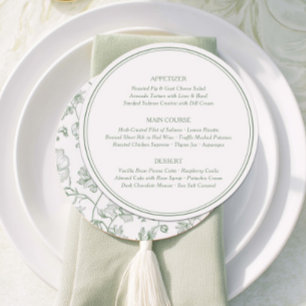 Cartão Elegante Cardápio de Casamento Floral Francês em V