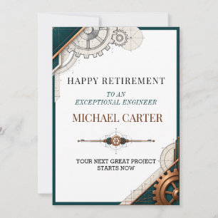 Cartão Elegante Celebração de Aposentadoria de Engenheiro