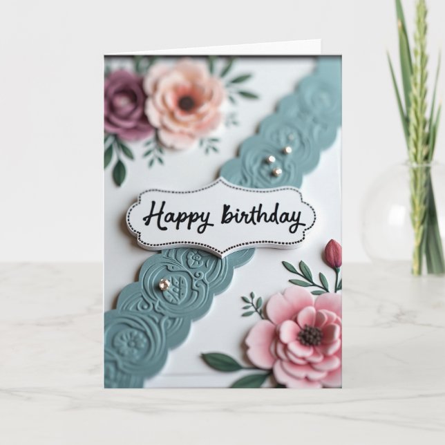 Cartão Elegante com Letra Floral (Frente)