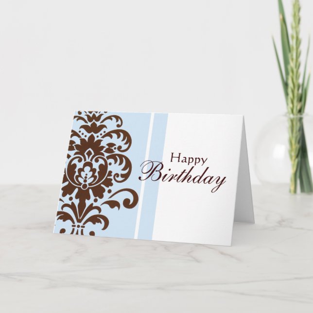 Cartão Elegante Damask for Happy Birthday - Personalizado (Frente)
