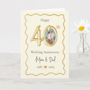 Cartão Elegante de 40º aniversário de casamento - 