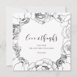 Cartão elegante de amor e Obrigados de peões branc