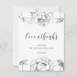 Cartão elegante de amor e Obrigados de peões branc