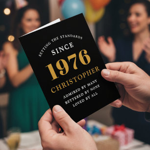 Cartão Elegante de Aniversário de 50 Anos Nome 197