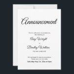 Cartão Elegante de Anúncio de Casamento Adiado<br><div class="desc">Aqui está um simples cartão para notificar seus convidados se for necessário mudar sua data de casamento. Use os campos de modelo para adicionar seus detalhes pessoais e tornar este design elegante e minimalista seu próprio. O fundo branco pode ser alterado para qualquer cor que você preferir. Todas as fontes...</div>