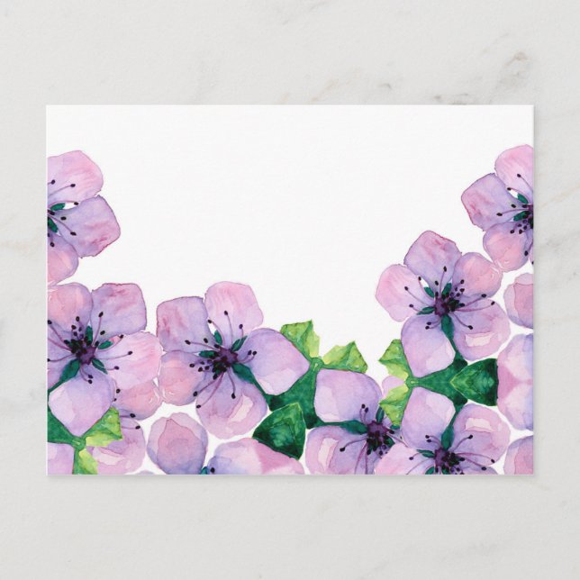 Cartão elegante de aquarela com sakura japonesa (Frente)