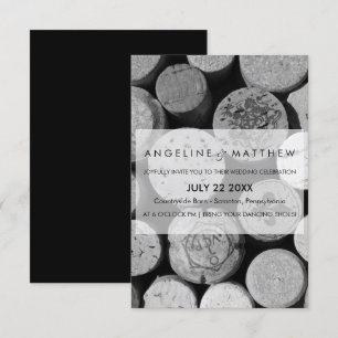 Cartão Elegante de Casamento de Cortiça Negra e 