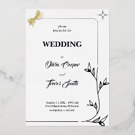 CARTÃO ELEGANTE DE CASAMENTO PRETO E BRANCO