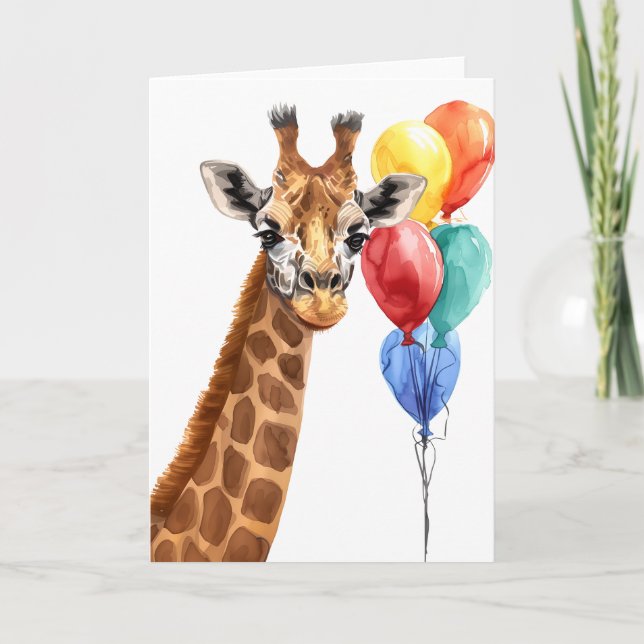 Cartão Elegante de Comemoração da Girafa (Frente)