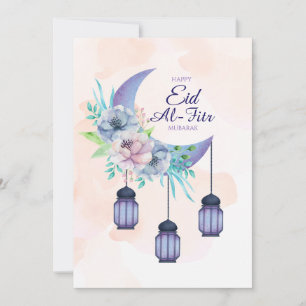 Cartão Elegante de Eid al-Fitr Mubarak Minimal Isl