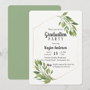 Cartão elegante de Festa de formatura verde