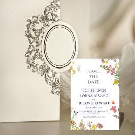 Cartão Elegante de Floral 'Save the Date'