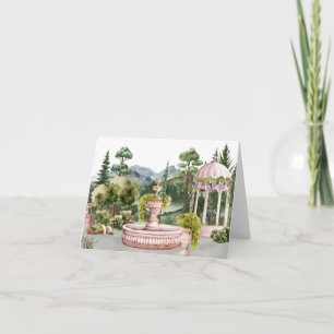 Cartão elegante de jardim verde estético de aquarela