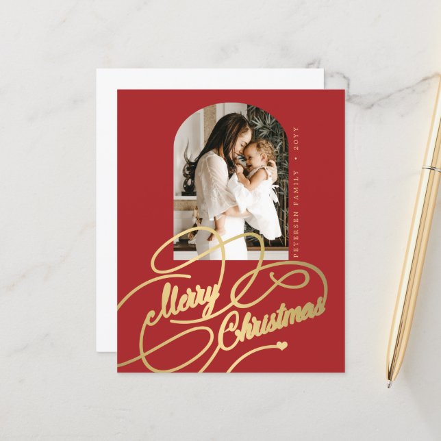 Cartão elegante de Natal Merry (Frente/Verso In Situ)