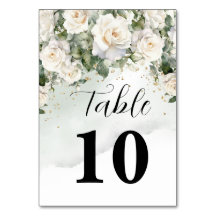 Cartão Elegante de Número de Mesa de Casamento Flo