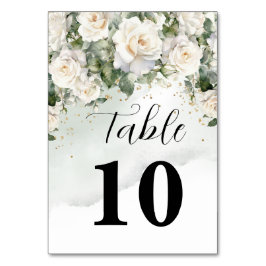 Cartão Elegante de Número de Mesa de Casamento Flo