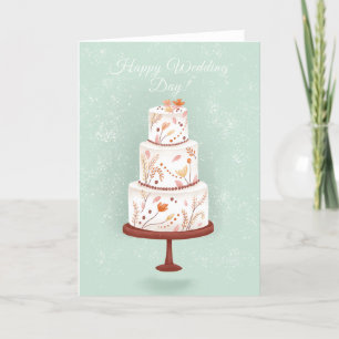 Cartão Elegante De Parabéns De Bolo De Casamento