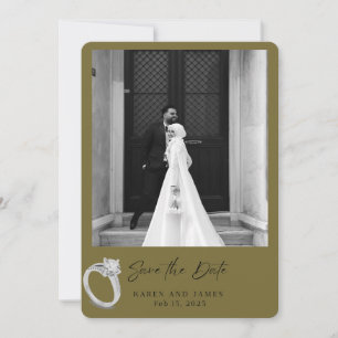 Cartão Elegante de Save the Date em Dourado para F