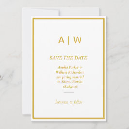 Cartão Elegante de Save the Date em Ouro Branco Mi