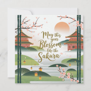 Cartão Elegante Design do Jardim Japonês - Sakura Blossom