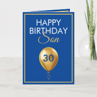 Elegante Dourado e Azul Balão aniversário de 30 an