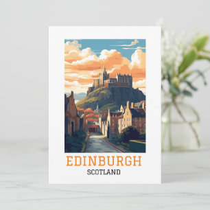 Cartão Elegante Edimburgo Castelo Escócia Viagem Vintage