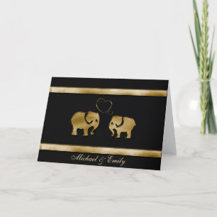 Cartão Elegante elefante preto / dourado fofo e na moda a