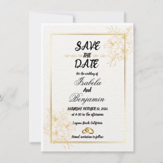 Cartão elegante em ouro para Save The Date