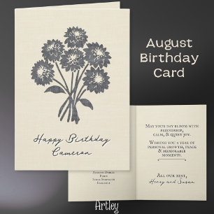 Cartão Elegante Escreveu Dahlia August Birth Flower Linen