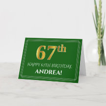 Elegante Faux Dourado look 67th Birthday, nome (ve