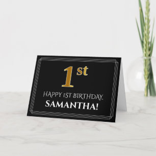 Cartão Elegante Faux Dourado Olha "1rua" Aniversário + No