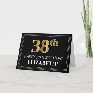 Cartão Elegante Faux Dourado Olha "38º" Aniversário + Nom