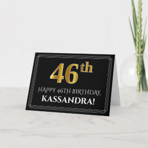 Cartão Elegante Faux Dourado Olha "46º" Aniversário + Nom