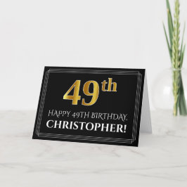 Cartão Elegante Faux Dourado Olha "49º" Aniversário + Nom