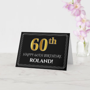 Cartão Elegante Faux Dourado Olha "60º" Aniversário + Nom
