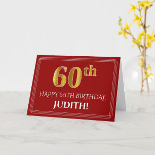 Cartão Elegante Faux Dourado Olha "60º" Aniversário, Nome