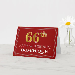 Cartão Elegante Faux Dourado Olha "66º" Aniversário, No