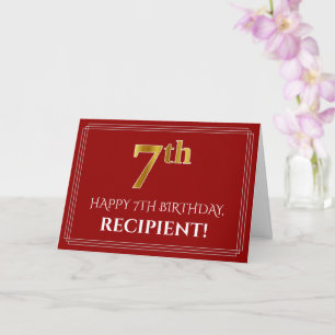 Cartão Elegante Faux Dourado Olha "7" Aniversário, Nome