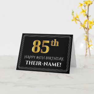 Cartão Elegante Faux Dourado Olha "85º" Aniversário + N