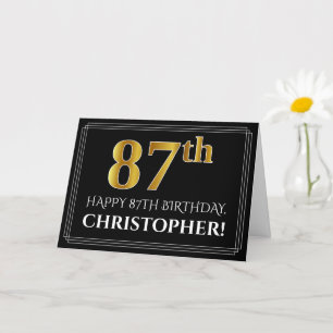 Cartão Elegante Faux Dourado Olha "87º" Aniversário + Nom