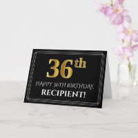 Elegante Faux Dourado visual "36th" Aniversário + 