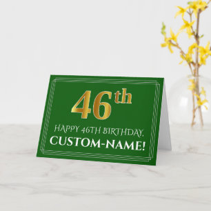 Cartão Elegante Faux Dourado visual 46º Aniversário, No