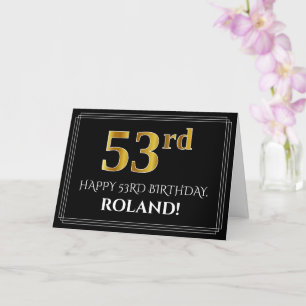 Cartão Elegante Faux Dourado visual "53rd" Aniversário +