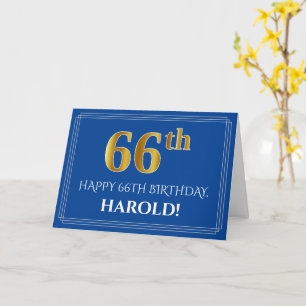 Cartão Elegante Faux Dourado visual 66º Aniversário, No